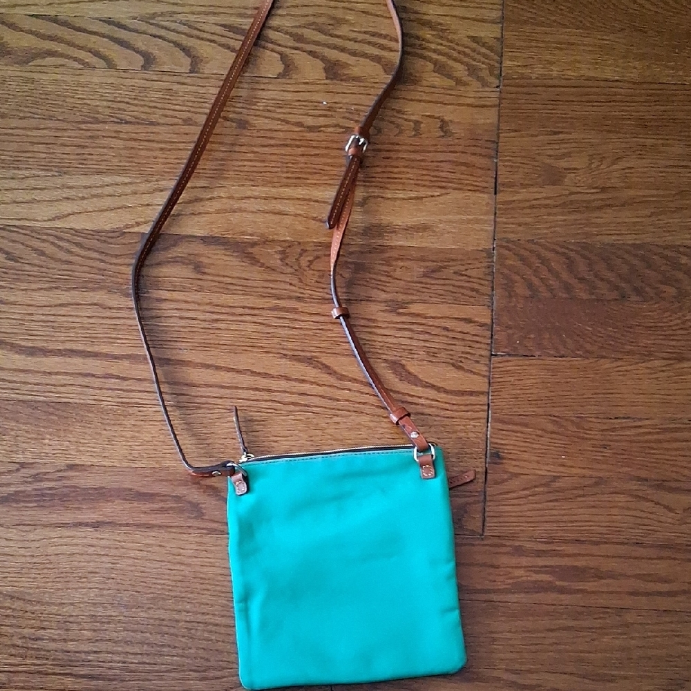 Dooney & Bourke Aqua and Tan Crossbody Bag - Picture 3 of 3
